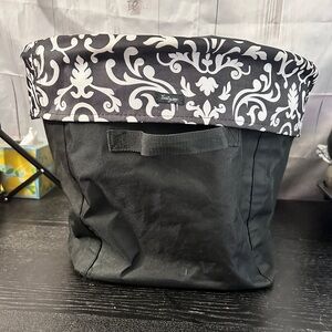 Thirty-One Black Perisian Pop Round Storage Bin Basket Large